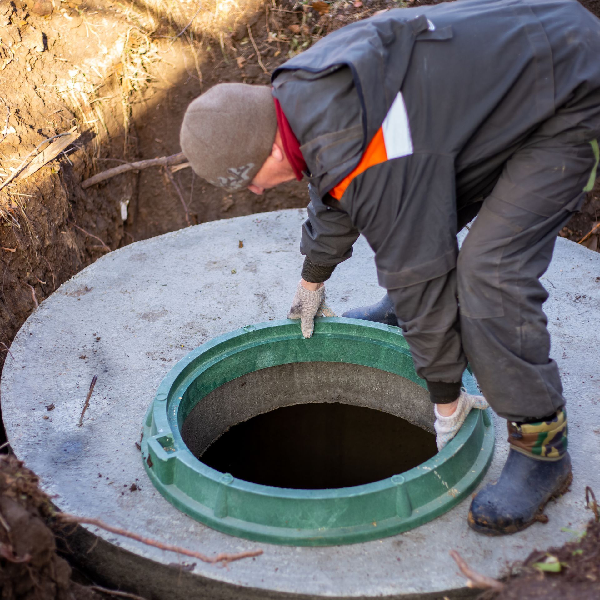 a person is using a level to measure a hole in the ground