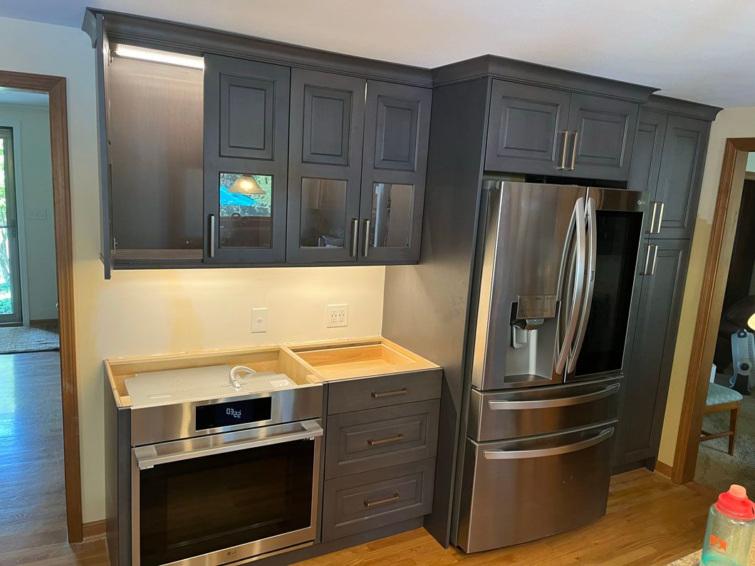 Wooden Cabinets and Appliances