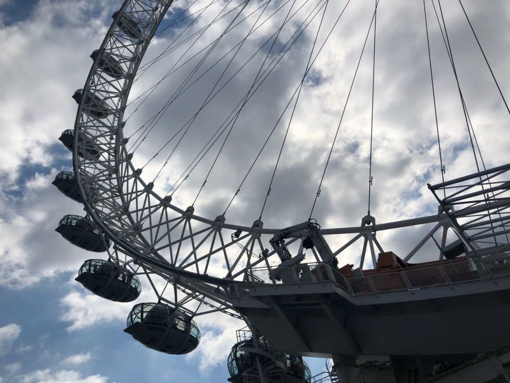 A ferris wheel with a blue sky in the background
