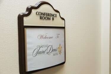 Sign outside a conference room. 