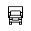 Truck icon, front view, outlined in black, with a cargo box.