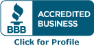 BBB Accredited Business logo with a link to the company's profile.