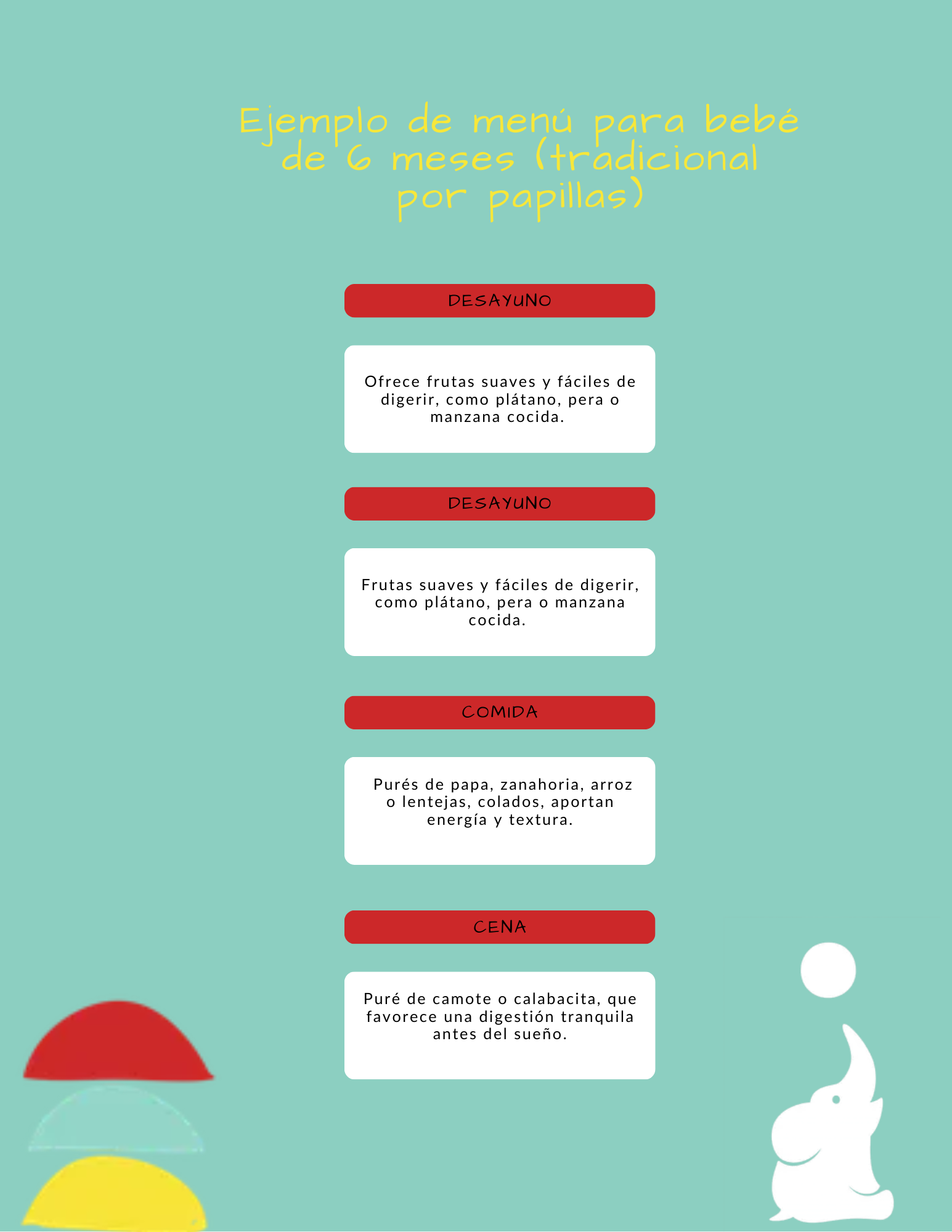 menú para bebe de 6 meses