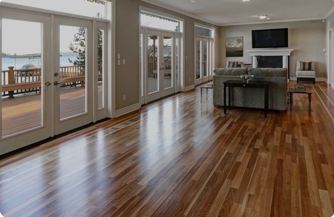 Sanding process of wooden terrace floors. Sanding machine remove imperfections.