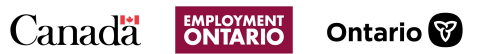 Employment Ontario, Government of Ontario, and Government of Canada Logos