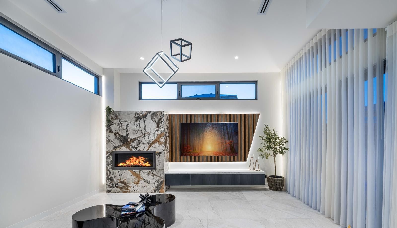 A Living Room With a TV And Fireplace
— ASM Joinery In Fyshwick, ACT