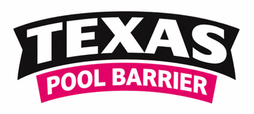 Texas Pool Barrier logo in black, white, and pink text