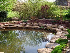  A pond with brick wall in Somerset