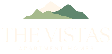 The Vistas apartment homes Logo - footer, go to homepage