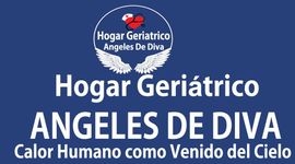 Un cartel azul que dice hogar Geriatrico Ángeles de diva