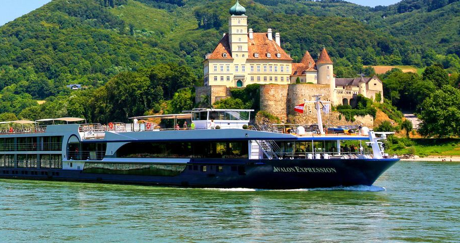 Avalon River Boat with a Rhine castle in the background