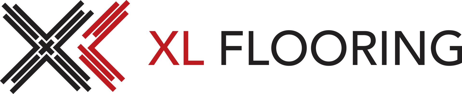 A logo for xl flooring with a red and black x on a white background.