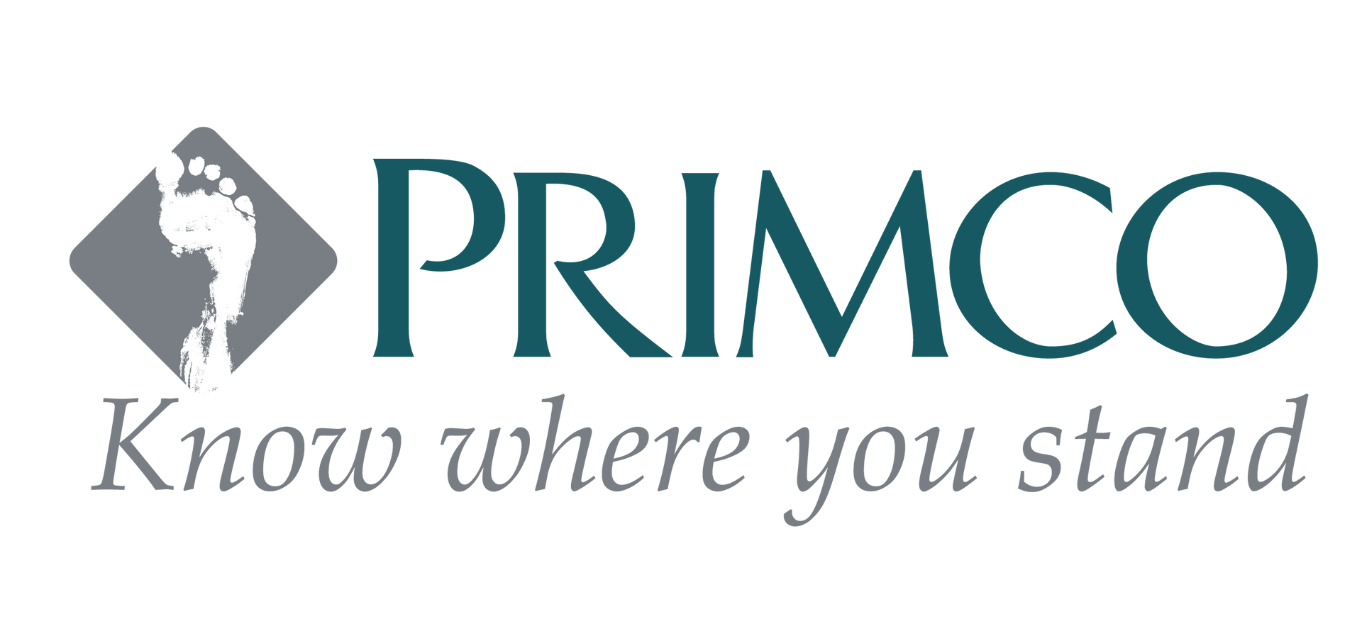 The logo for primco says `` know where you stand ''.