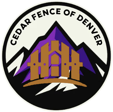 A logo for the cedar fence of denver