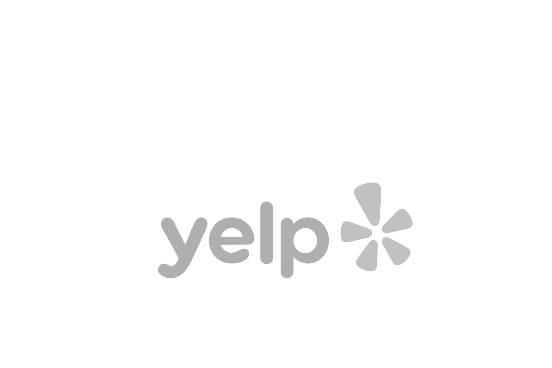 The yelp logo is gray on a white background.