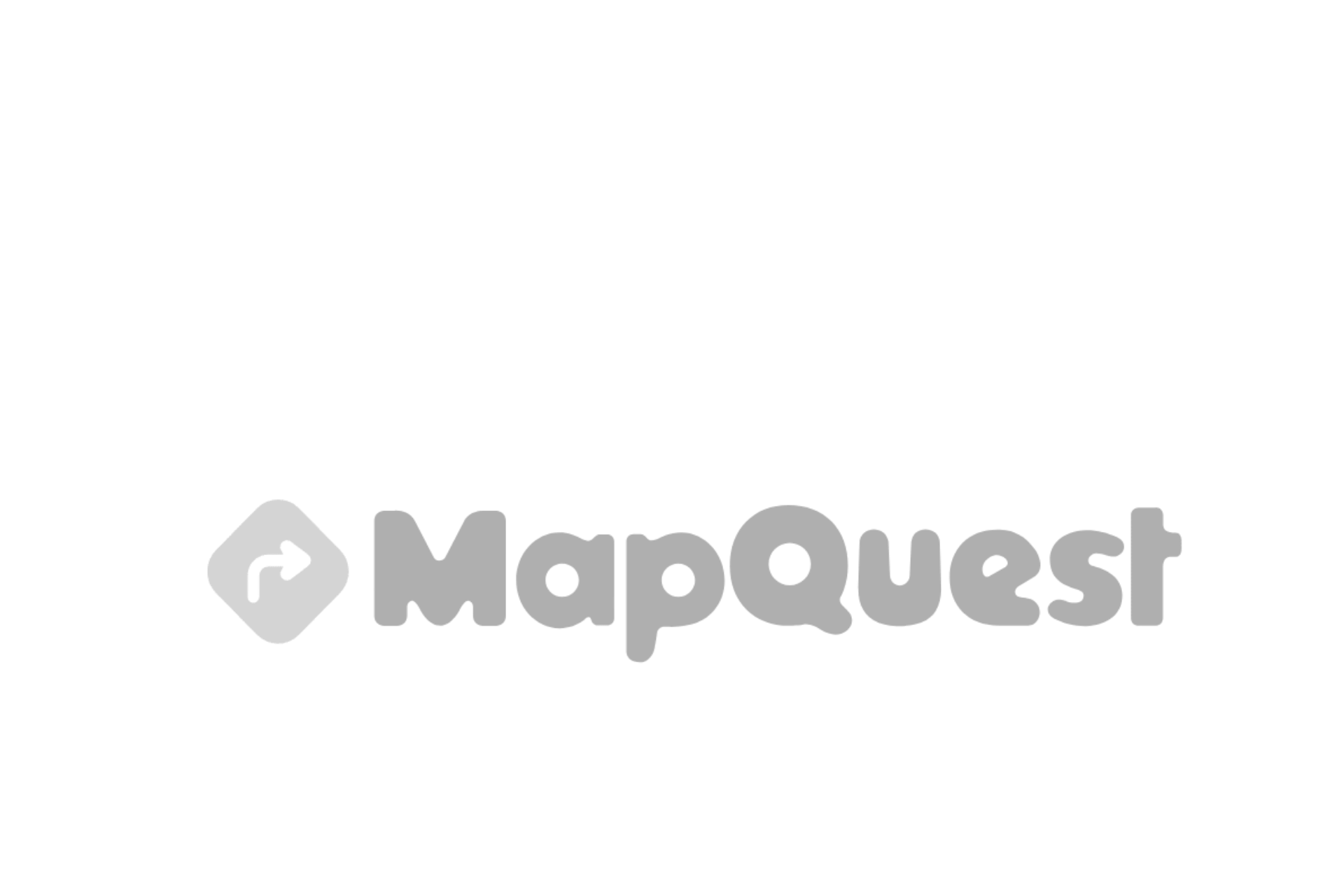A black and white logo for mapquest on a white background.