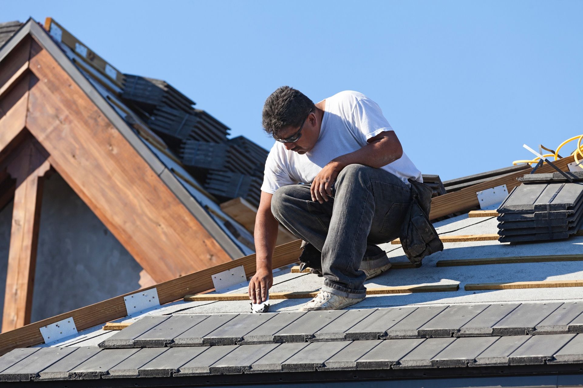 Worker On The Roof | Winter Haven, FL | Budget Roofing Service, Inc.