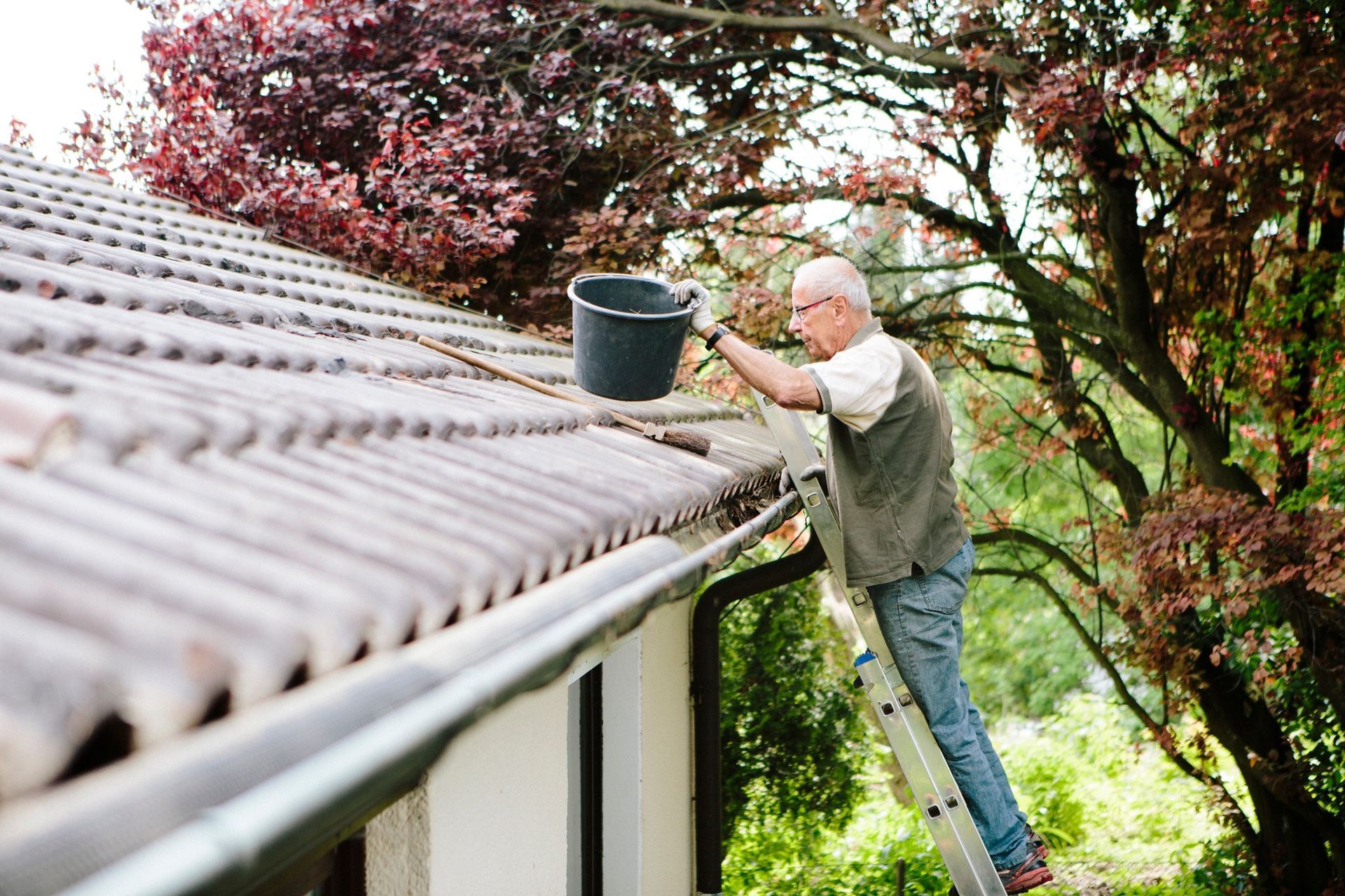 Old Man On The Ladder | Winter Haven, FL | Budget Roofing Service, Inc.