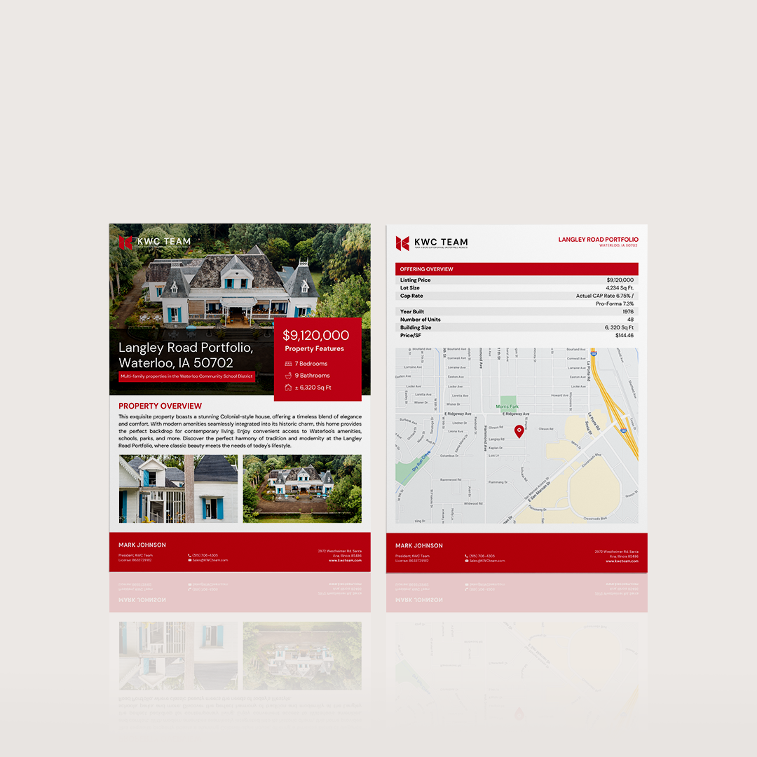 A flyer with a picture of a house and a map on it.