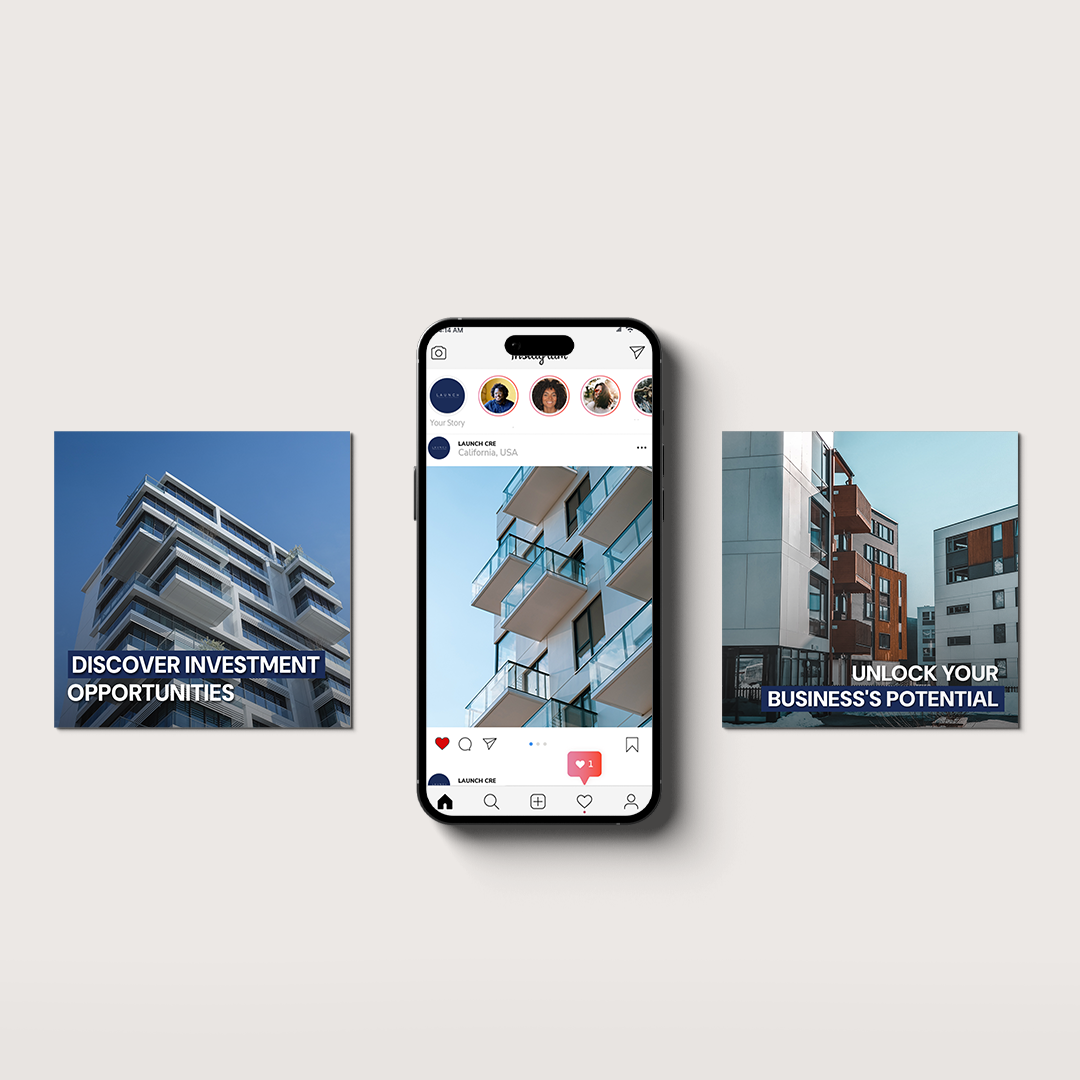 A cell phone with three pictures of buildings on it.