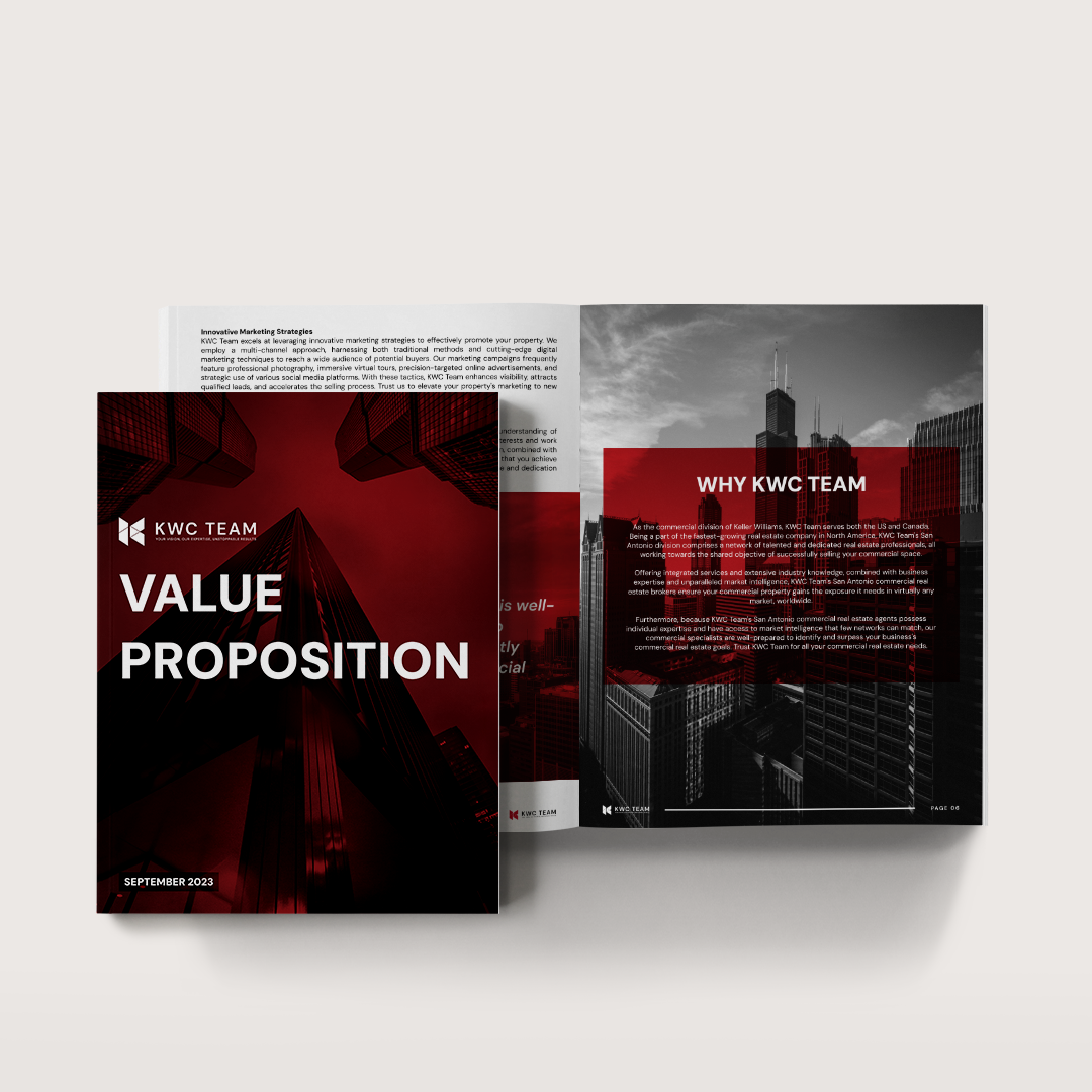 A book is open to a page that says value proposition