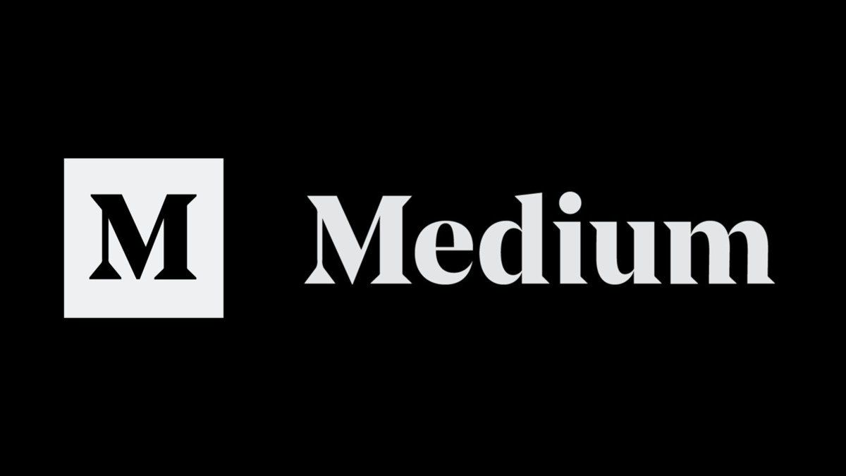 The m medium logo is white on a black background.