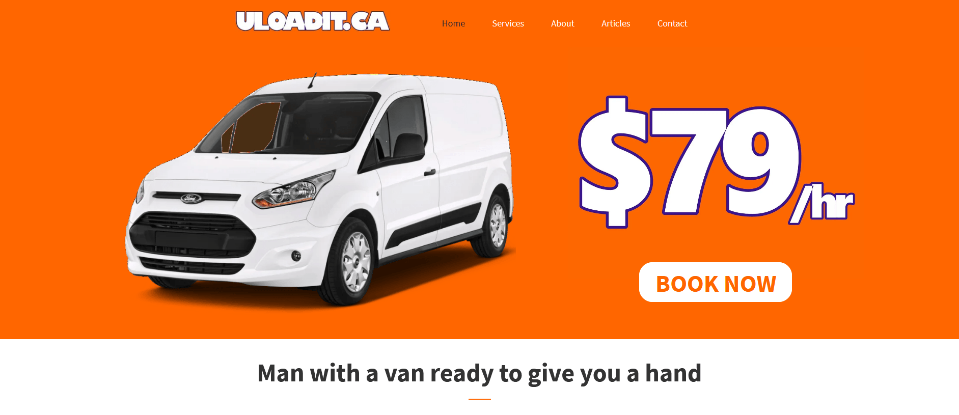 A white van is being advertised for $ 79 / hr.