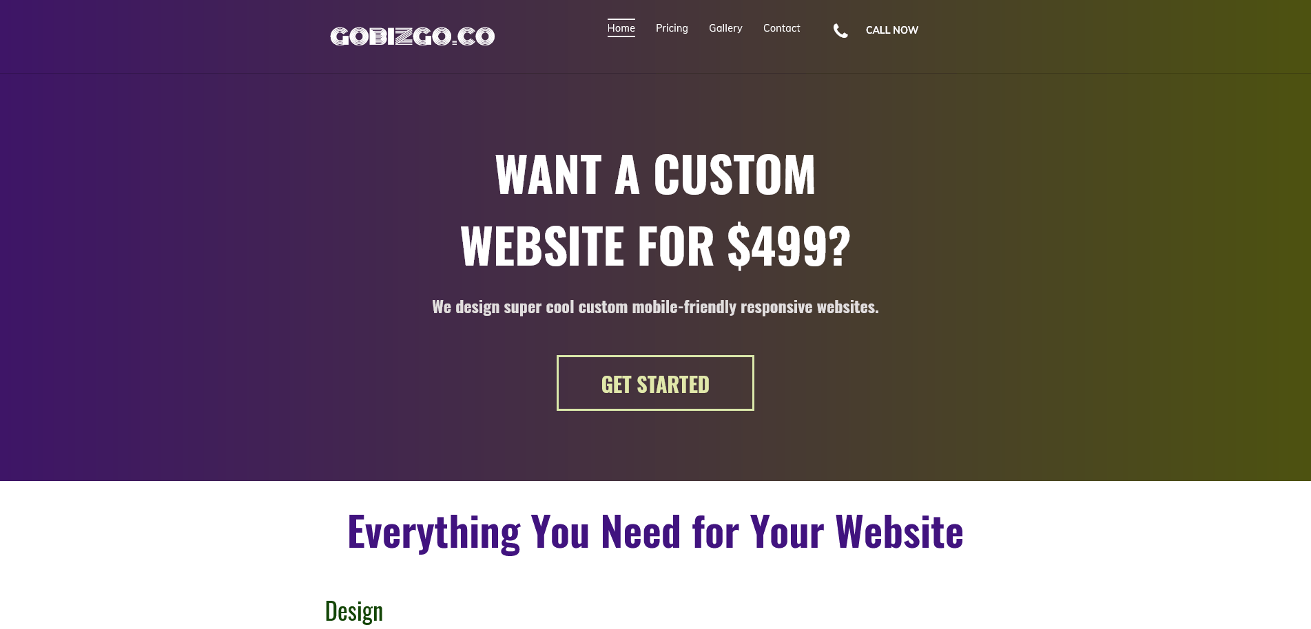 A website that says want a custom website for $ 499
