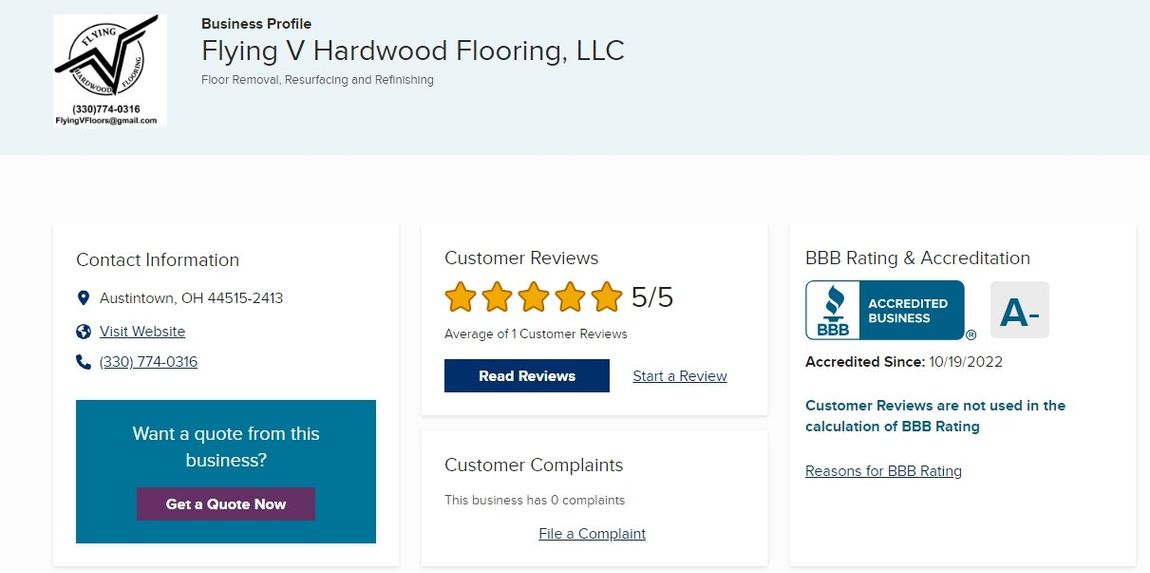 Flying V Hardwood Flooring, LLC BBB Accredited Business