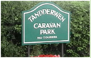 Caravan park welcome sign