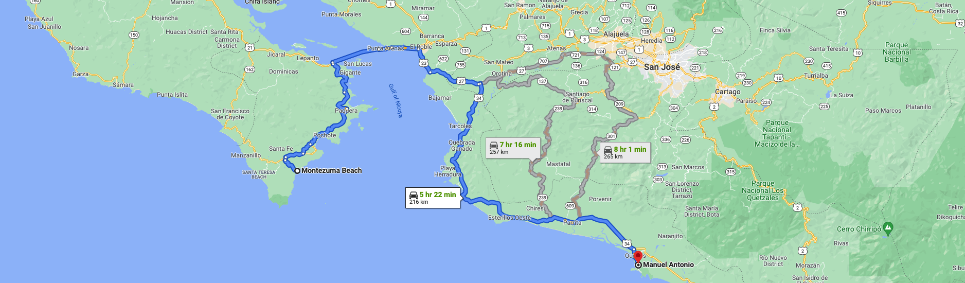 How to travel from Montezuma to Manuel Antonio Quepos