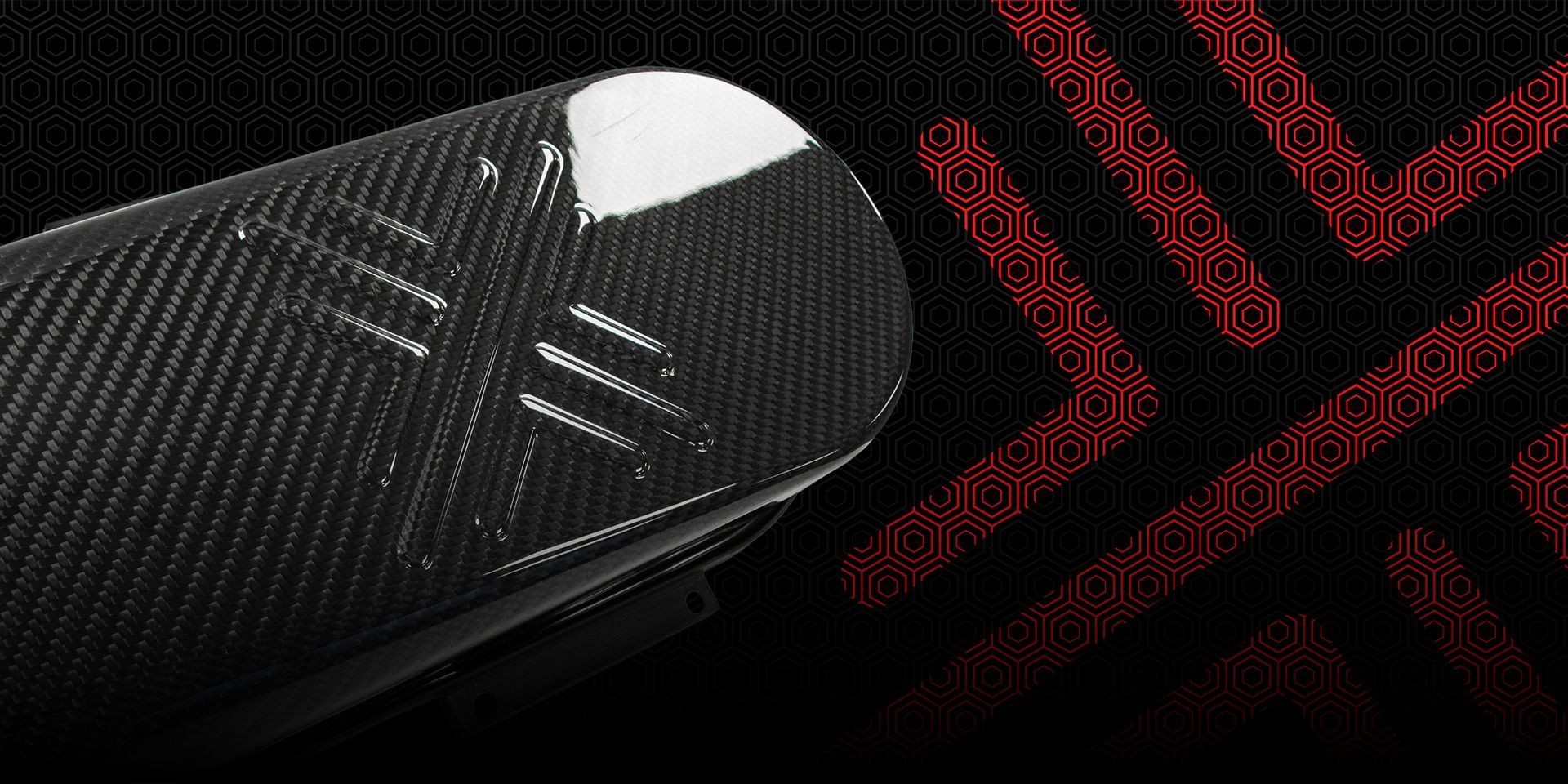 Pipercross competition air filter showcasing carbon fibre design.