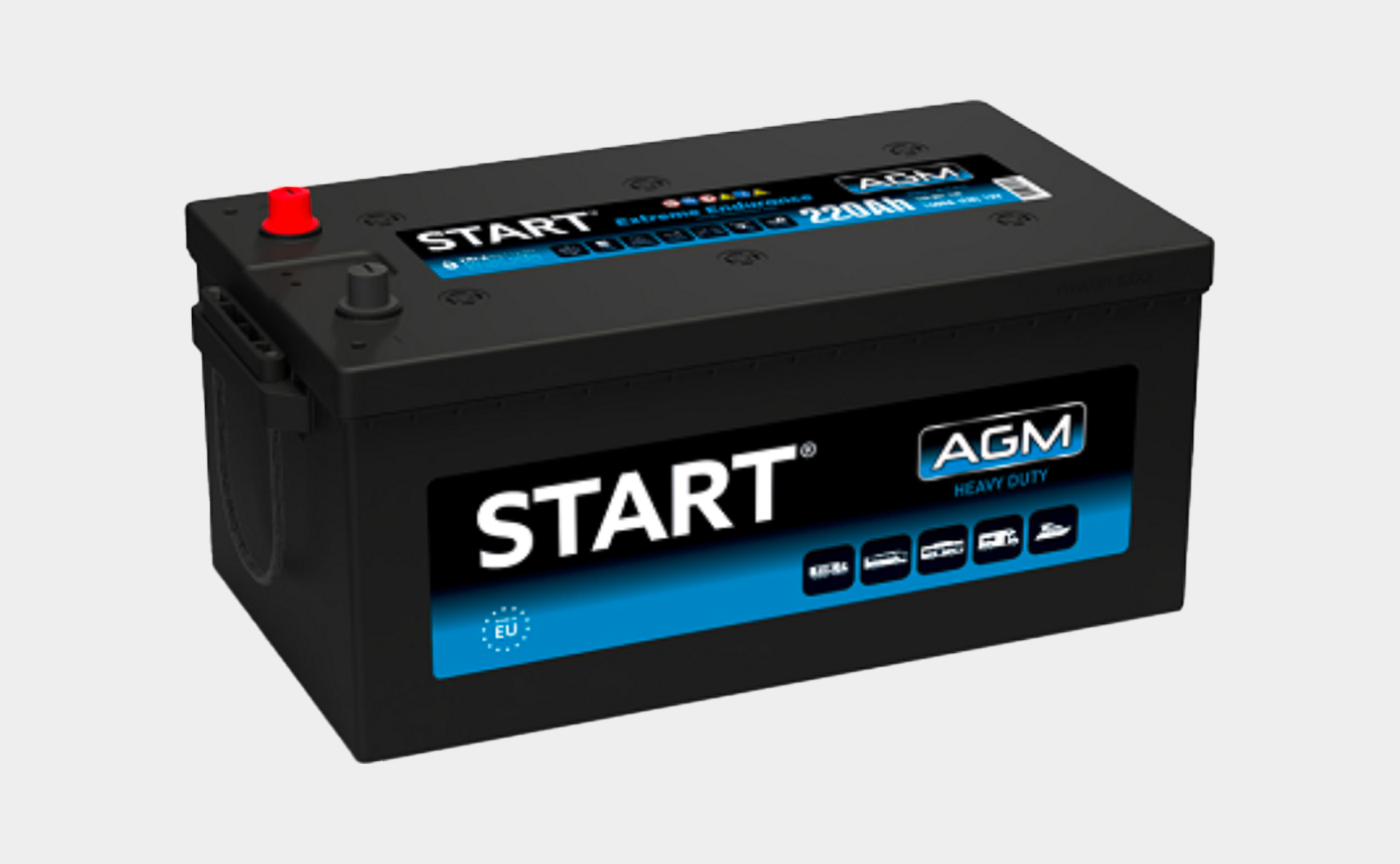 Black Monbat Start AGM battery labelled