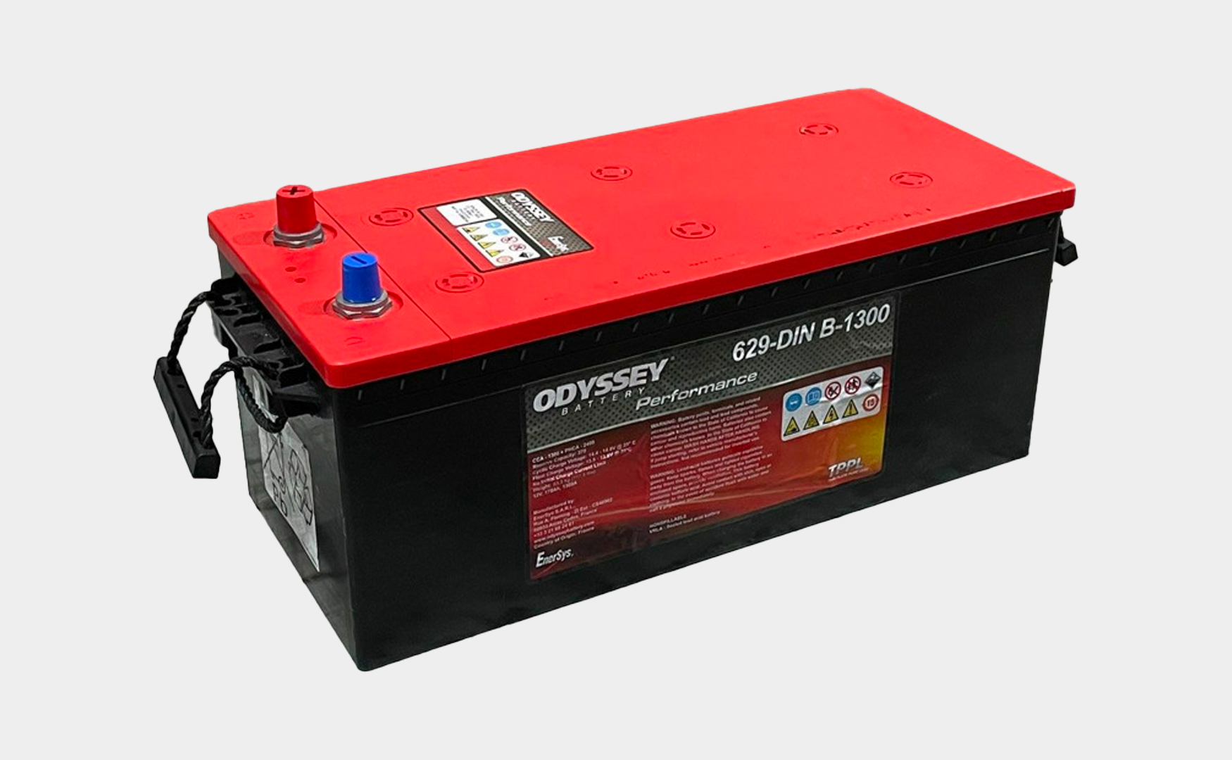 Red and black Odyssey battery labelled