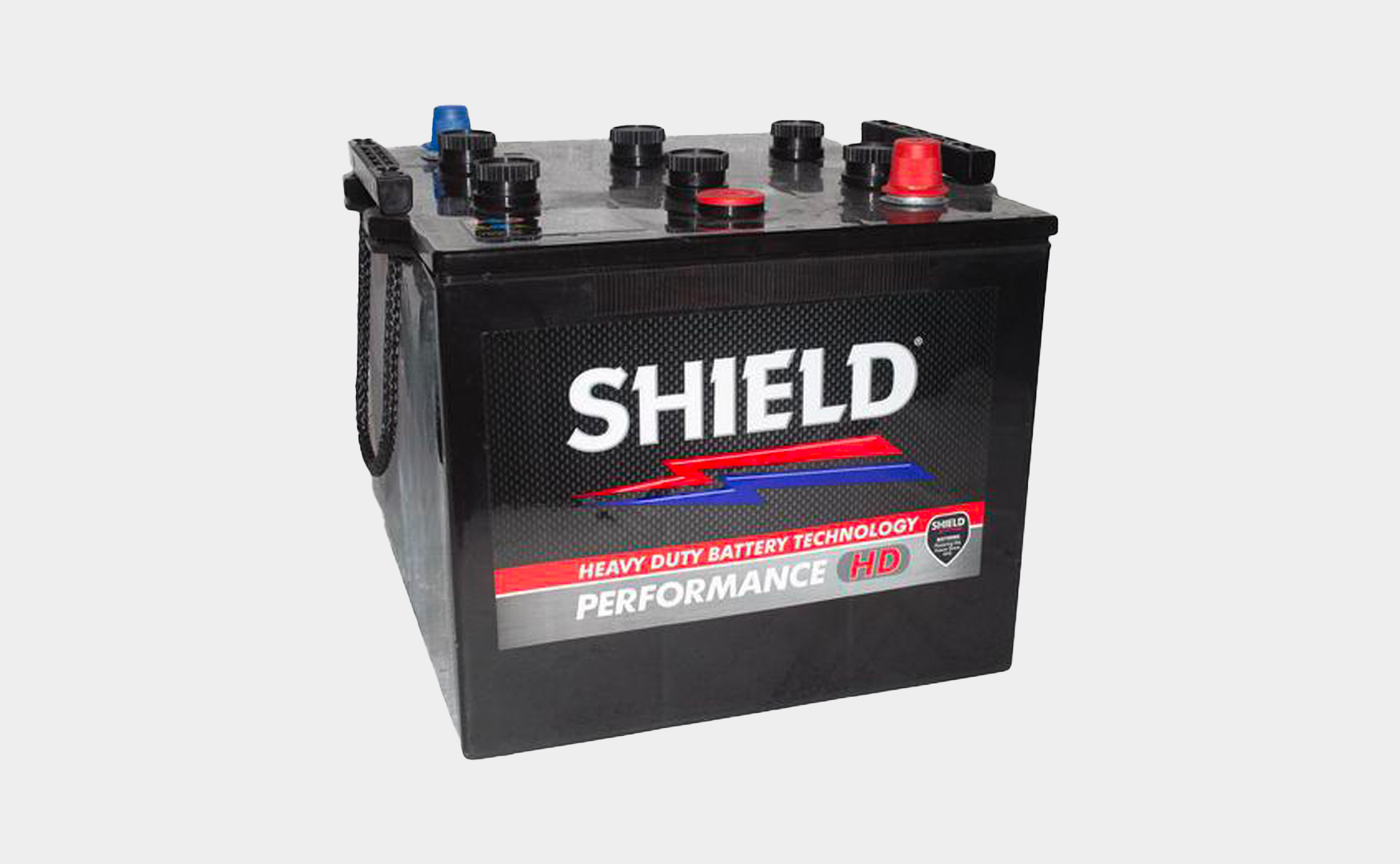 A heavy-duty Shield battery labelled