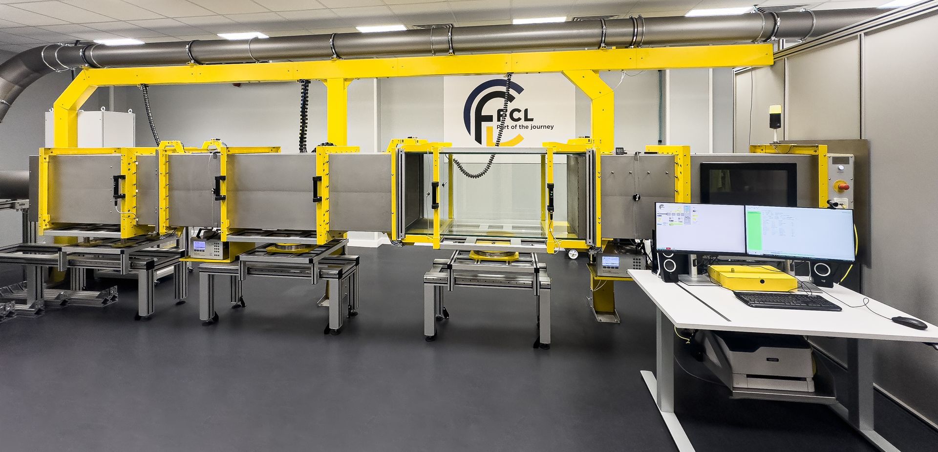 Research and development setup for air filter testing using the Topas ALF 114 test system.