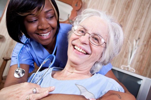 Happy Senior Woman and Caregiver – La Quinta, CA – C'e Bella Home Care