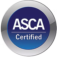 ASCA Certified badge with a silver border and blue center.