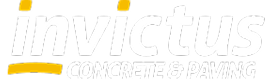 Invictus Concrete & Paving logo, white text with yellow accents.