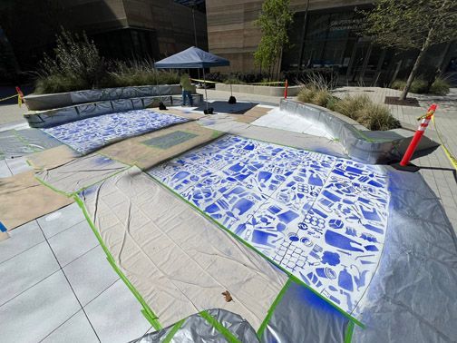 Save the Salmon Public Art in progress, in Sacramento CA by Ilena Finocchi