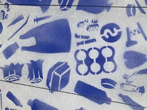 Detail Image: Save the Salmon Public Art in progress, in Sacramento CA at the CA Natural Resources Plaza by Ilena Finocchi