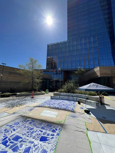 Save the Salmon Public Art in progress, in Sacramento CA by Ilena Finocchi