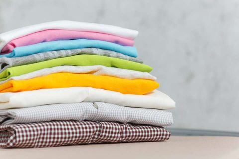 stack of ironed clothes