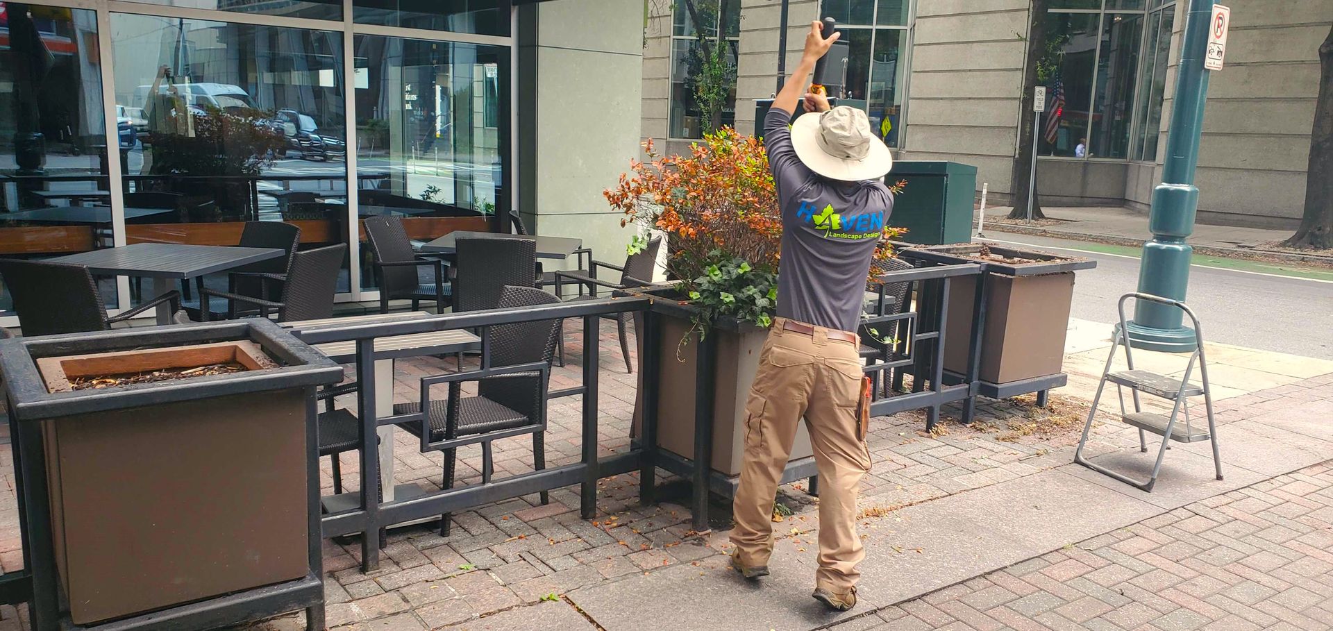 A commercial landscape design project in Charlotte, NC - Haven Landscape Design hard at work