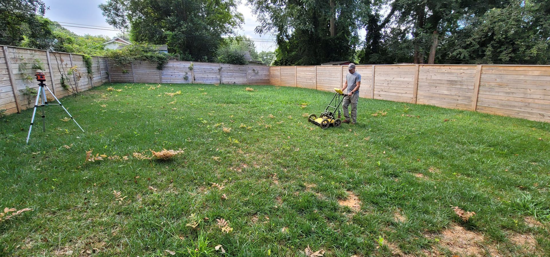 A home in Charlotte, NC getting an origami landscape installation - Haven Landscape Design hard at work.
