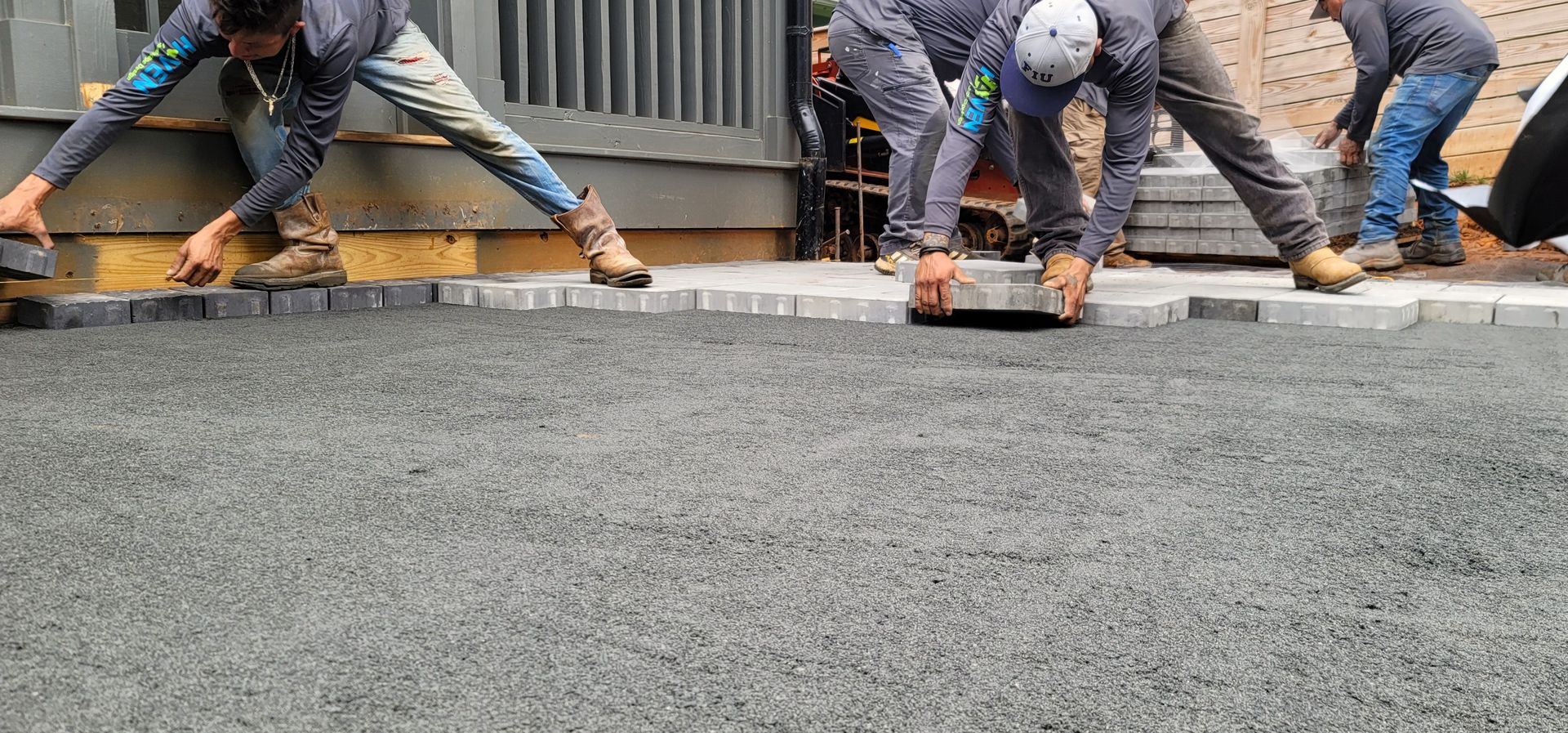 A hardscape service in Charlotte, NC - Haven Landscape Design hard at work