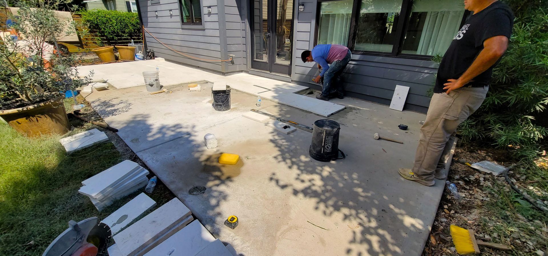 A residential landscape design project in Charlotte, NC - Haven Landscape Design hard at work