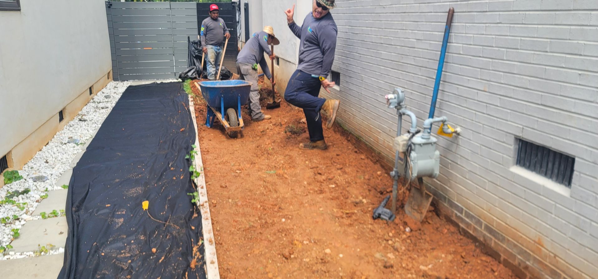 A residential landscape design project on Levy Way in Charlotte, NC - Haven Landscape Design hard at work