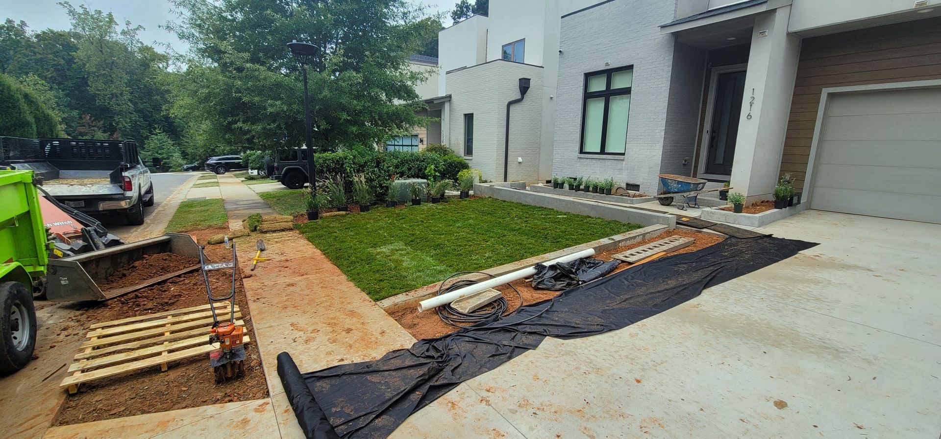A residential landscape design project on Levy Way in Charlotte, NC - Haven Landscape Design hard at work
