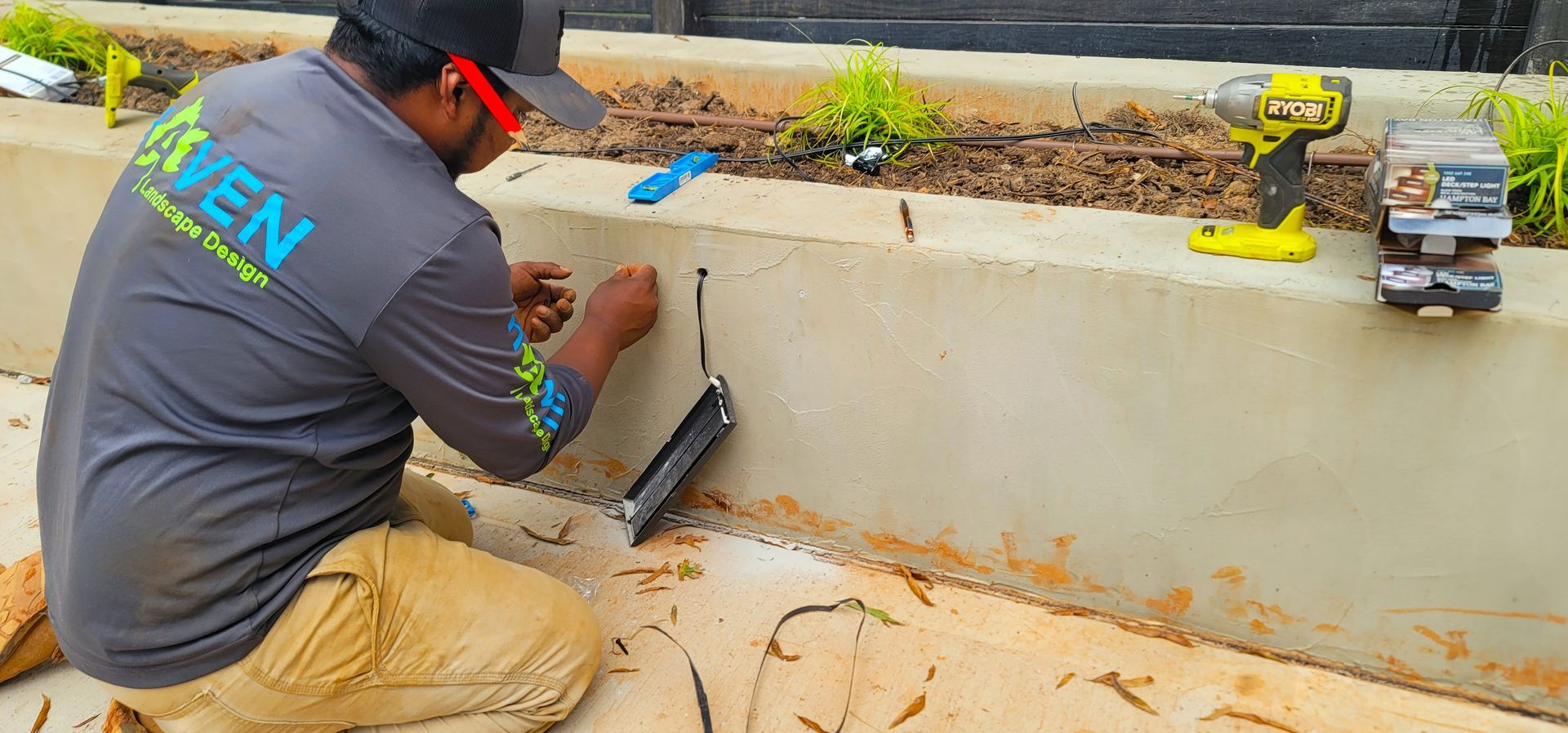 A hardscape service in Charlotte, NC - Haven Landscape Design hard at work